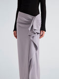 Proenza Schouler Detail image of model wearing Cella Skirt in Cady in Shale