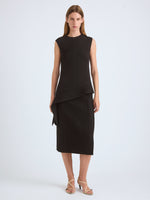 Proenza Schouler Front full length image of model wearing Lorna Skirt in Striated Suiting in Black