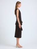 Proenza Schouler Side full length image of model wearing Lorna Skirt in Striated Suiting in Black