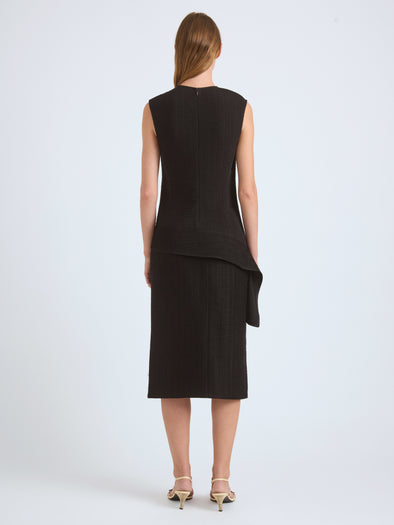 Proenza Schouler Back full length image of model wearing Lorna Skirt in Striated Suiting in Black