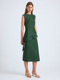 Proenza Schouler Front full length image of model wearing Lorna Skirt in Striated Suiting in Pine