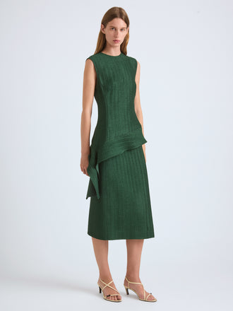 Proenza Schouler Front full length image of model wearing Lorna Skirt in Striated Suiting in Pine