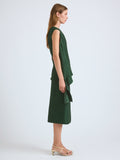 Proenza Schouler Side full length image of model wearing Lorna Skirt in Striated Suiting in Pine