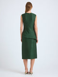 Proenza Schouler Back full length image of model wearing Lorna Skirt in Striated Suiting in Pine