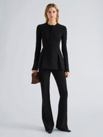Proenza Schouler Front full length image of model wearing Sonia Pant in Bi-Stretch Suiting in Black