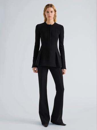 Proenza Schouler Front full length image of model wearing Sonia Pant in Bi-Stretch Suiting in Black