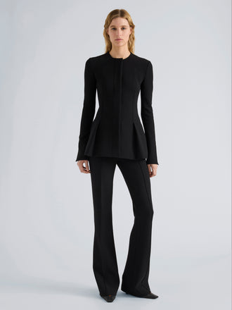 Proenza Schouler Front full length image of model wearing Sonia Pant in Bi-Stretch Suiting in Black