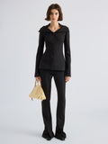 Proenza Schouler Front full length image of model wearing Dara Pant in Light Bi-Stretch Wool in Black