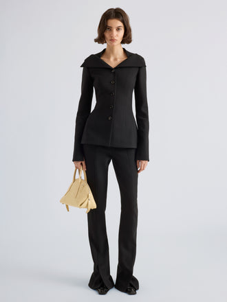Proenza Schouler Front full length image of model wearing Dara Pant in Light Bi-Stretch Wool in Black