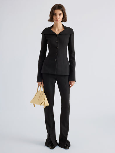 Proenza Schouler Front full length image of model wearing Dara Pant in Light Bi-Stretch Wool in Black