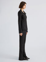 Proenza Schouler Side full length image of model wearing Dara Pant in Light Bi-Stretch Wool in Black