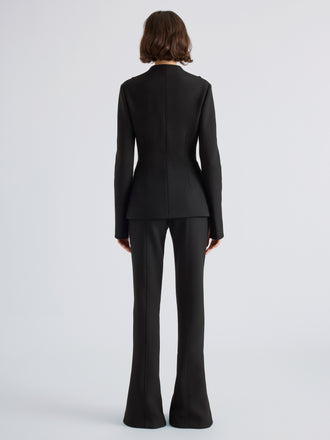 Proenza Schouler Back full length image of model wearing Dara Pant in Light Bi-Stretch Wool in Black