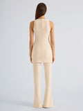 Proenza Schouler Back full length image of model wearing Dara Pant in Light Bi-Stretch Wool in Ecru