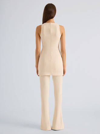 Proenza Schouler Back full length image of model wearing Dara Pant in Light Bi-Stretch Wool in Ecru
