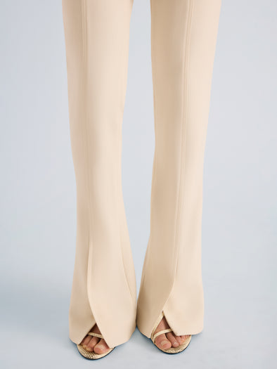 Proenza Schouler Detail image of model wearing Dara Pant in Light Bi-Stretch Wool in Ecru