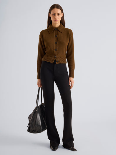 Proenza Schouler Front full length image of model wearing Carmen Pant in Matte Double Crepe in Black