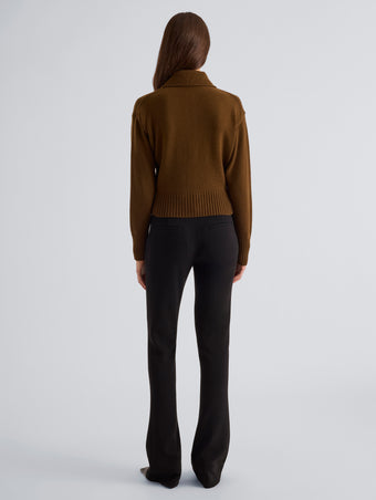 Proenza Schouler Back full length image of model wearing Carmen Pant in Matte Double Crepe in Black