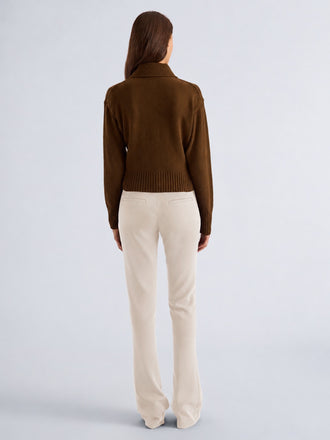 Proenza Schouler Back full length image of model wearing Carmen Pant in Matte Double Crepe in Ecru