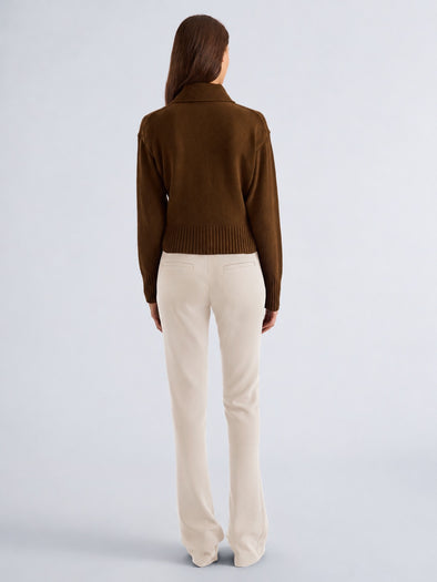 Proenza Schouler Back full length image of model wearing Carmen Pant in Matte Double Crepe in Ecru