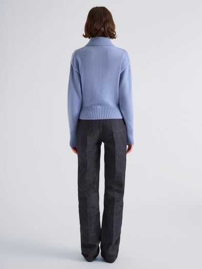 Proenza Schouler Back full length image of model wearing Rocio Cardigan in Cashmere in Shale