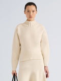 Proenza Schouler Front cropped image of model wearing Lothea Top in Lofty Merino Wool in Ecru