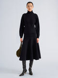 Proenza Schouler Front full length image of model wearing Lothea Skirt in Lofty Merino Wool in Navy Melange