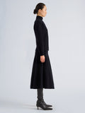 Proenza Schouler Side full length image of model wearing Lothea Top in Lofty Merino Wool in Navy Melange