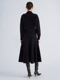 Proenza Schouler Back full length image of model wearing Lothea Top in Lofty Merino Wool in Navy Melange