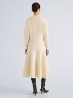 Proenza Schouler Back full length image of model wearing Lothea Skirt in Lofty Merino Wool in Ecru