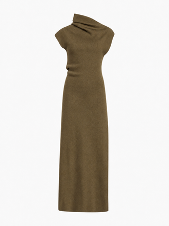 Proenza Schouler Still Life image of Lothea Dress in Lofty Merino Wool in Olive