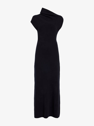 Proenza Schouler Still Life image of Lothea Dress in Lofty Merino Wool in Navy Melange