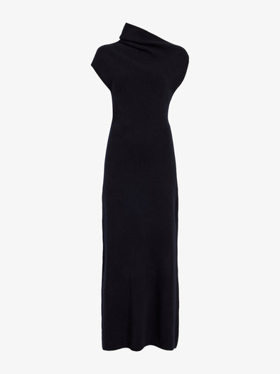 Proenza Schouler Still Life image of Lothea Dress in Lofty Merino Wool in Navy Melange