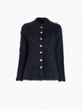 Proenza Schouler Still Life image of Aniza Cardigan in Brushed Mohair in Navy Black