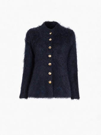 Proenza Schouler Still Life image of Aniza Cardigan in Brushed Mohair in Navy Black