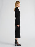 Proenza Schouler Side full length image of model wearing Roux Dress in Viscose Silk Rib in Black