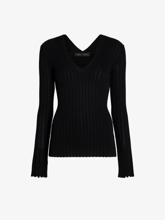 Proenza Schouler Still Life image of Roux Top in Viscose Silk Rib in Black
