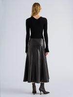 Proenza Schouler Back full length image of model wearing Roux Top in Viscose Silk Rib in Black
