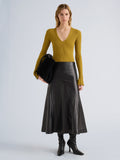 Proenza Schouler Front full length image of model wearing Roux Top in Viscose Silk Rib in Gold