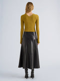 Proenza Schouler Back full length image of model wearing Roux Top in Viscose Silk Rib in Gold