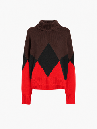 Proenza Schouler Still Life image of Oren Intarsia Turtleneck in Cashmere Wool in Red Multi