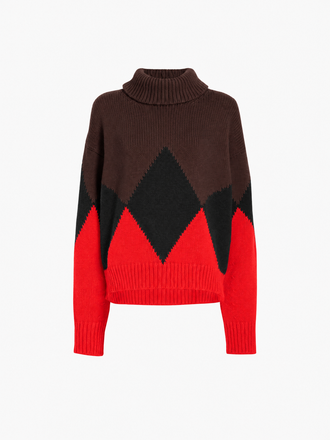 Proenza Schouler Still Life image of Oren Intarsia Turtleneck in Cashmere Wool in Red Multi