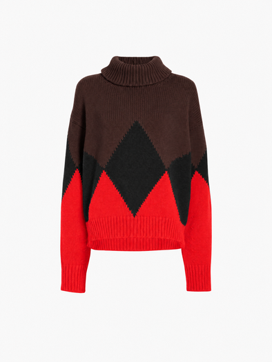 Proenza Schouler Still Life image of Oren Intarsia Turtleneck in Cashmere Wool in Red Multi