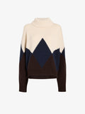 Proenza Schouler Still Life image of Oren Intarsia Turtleneck in Cashmere Wool in Raisin Multi