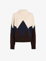Proenza Schouler Still Life image of Oren Intarsia Turtleneck in Cashmere Wool in Raisin Multi