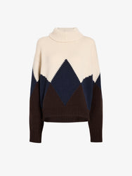 Proenza Schouler Still Life image of Oren Intarsia Turtleneck in Cashmere Wool in Raisin Multi