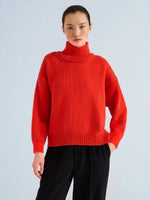 Proenza Schouler Front cropped image of model wearing Oren Turtleneck in Cashmere Wool in Flame