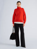 Proenza Schouler Front full length image of model wearing Oren Turtleneck in Cashmere Wool in Flame