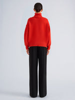 Proenza Schouler Back full length image of model wearing Oren Turtleneck in Cashmere Wool in Flame