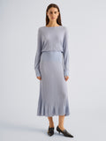 Proenza Schouler Front full length image of model wearing Talia Dress in Lightweight Merino in Powder Blue