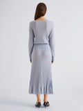 Proenza Schouler Back full length image of model wearing Talia Dress in Lightweight Merino in Powder Blue